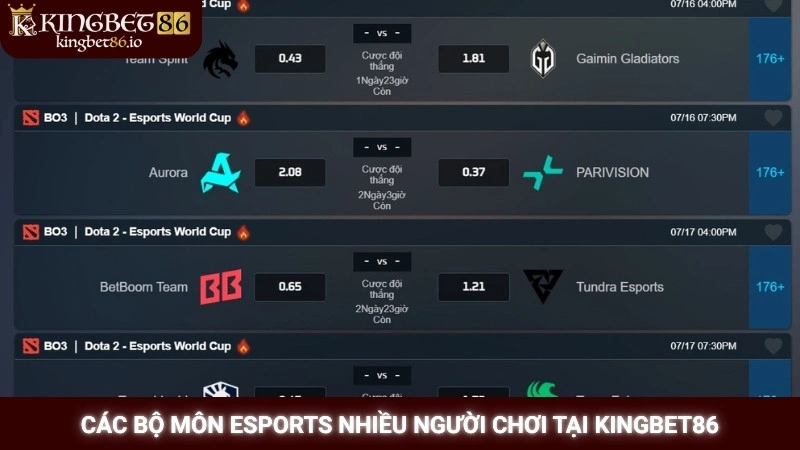 Các bộ môn Esports nhiều người chơi tại Kingbet86