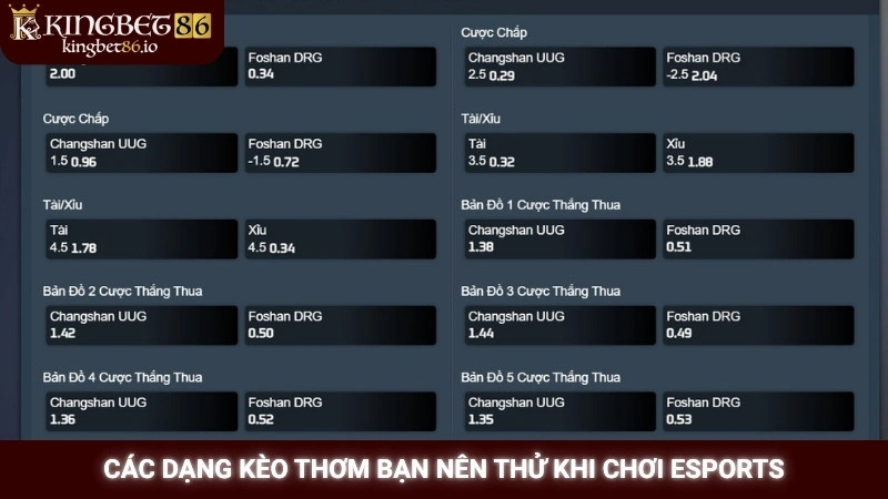 Các dạng kèo thơm bạn nên thử khi chơi Esports